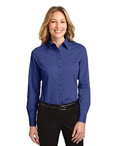 Port Authority® Ladies' Long Sleeve Easy Care Shirt with Logo-Mediterranean Blue