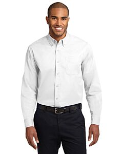 Port Authority® Men's Long Sleeve Easy Care Shirt with Logo-White/Light Stone