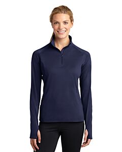 Sport-Tek® Ladies' Sport-Wick® Stretch 1/2-Zip Pullover with Logo-True Navy