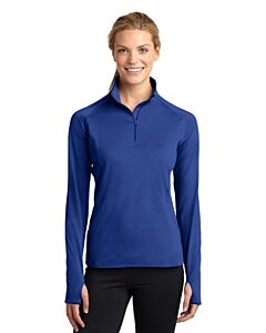 Sport-Tek® Ladies' Sport-Wick® Stretch 1/2-Zip Pullover with Logo-True Royal