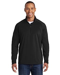 Sport-Tek® Men's Sport-Wick® Stretch 1/2-Zip Pullover with Logo-Black