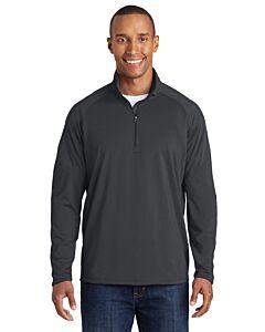 Sport-Tek® Men's Sport-Wick® Stretch 1/2-Zip Pullover with Logo-Charcoal Gray