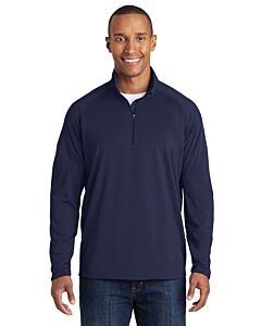 Sport-Tek® Men's Sport-Wick® Stretch 1/2-Zip Pullover with Logo-True Navy
