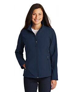 Port Authority® Ladies' Core Soft Shell Jacket with Logo-Dress Blue Navy